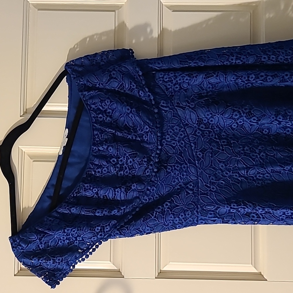 Navy one shoulder dress Francescas lacewith lining.